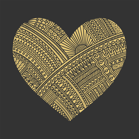 Vector doodle illustration. Heart patterns.のイラスト素材