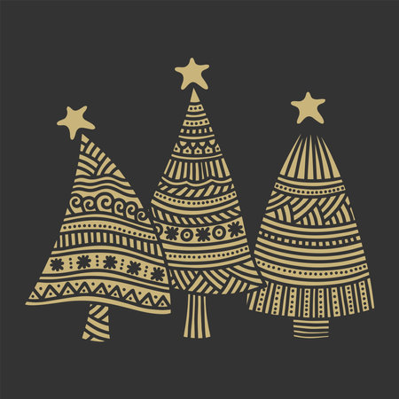 vector illustration. Christmas trees with stars.のイラスト素材