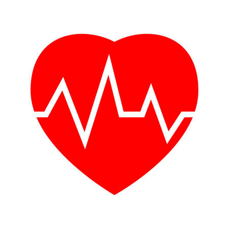 Heartbeat line through heart. Simple icon. Icon on a white background.のイラスト素材