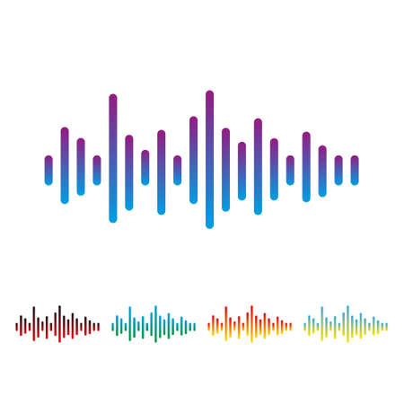 Sound wave icon. Vector set of sound waves. Icons of colored sound waves isolated on white background. Simple logo.のイラスト素材