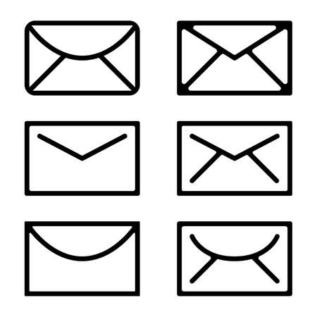 Icons of envelopes. Vector set of icons of postal envelopes. A set of envelope contour icons. Mail icon.のイラスト素材