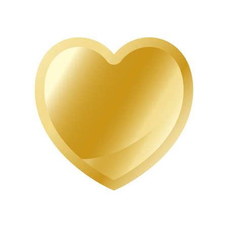 Golden heart icon. Vector gold heart icon in flat style. Icon of gold heart isolated on white background. Heart in gold style. Vector illustration.のイラスト素材