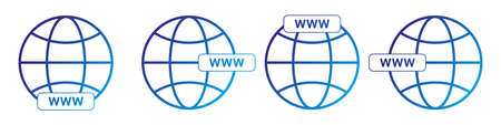 WWW icon. Set of vector earth globes icons. Website icon. Go to web symbol vector icon. Vector illustration icon in flat style.のイラスト素材