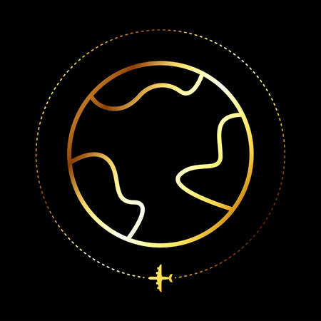 Air travel icon. Vector icon of travel by plane land. Travel vector icon in flat style. Icon isolated.のイラスト素材