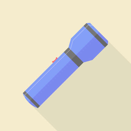 Vector icon of blue flashlight. Yellow flashlight icon in flat style for web design. Vector illustration.のイラスト素材