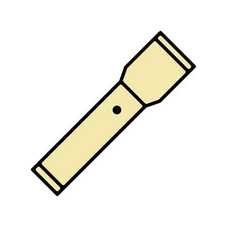 Vector icon of yellow flashlight. Yellow flashlight icon in flat style for web design. Vector illustration.のイラスト素材