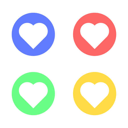 Hearts vector set. Vector set of likes. Set of colored icons of likes. Set of multicolored icons of hearts, likes. Icon for interface and web design. Vector illustration.のイラスト素材