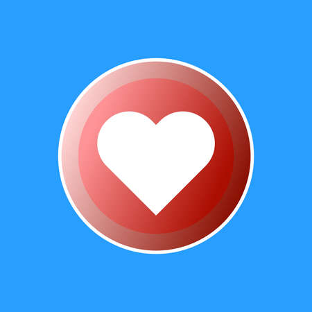 Like button icon. Like button vector icon on blue background. Button with hearts on a blue background. Icon for web design and graphic interface. Vector illustration.のイラスト素材