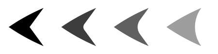 Arrows black set. Vector set of black arrows pointing to the left in a flat style. Arrow icons for design and interface. Vector illustration.のイラスト素材
