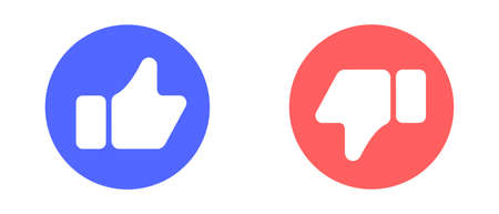 Like and dislike icon. Set of trendy button like and dislike icons in flat style. Like and dislike...