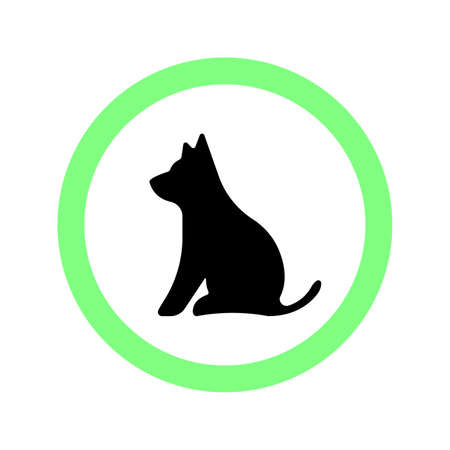 Dog allowed icon. Dog friend icon. Place for walking dogs. Pets allowed symbol. Vector illustration.のイラスト素材