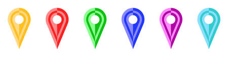 Point on the map vector set. Map labels icons set in flat style. Set of trendy GPS points icons in flat style. Location points icons on the map set. Vector illustration.のイラスト素材