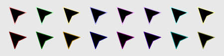 Arrows icons set. Set of simple colored arrow icons in flat style. Trendy set of cursors and pointers icons. Vector set of computer arrows. Vector illustration.のイラスト素材