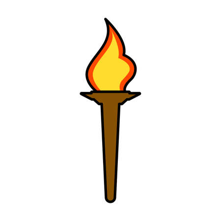 Torch vector icon in flat le. Burning torch icon. Fire on a stand torch design concept. Vector illustration.のイラスト素材