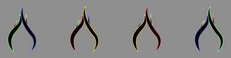 Flame vector set. Multicolored fire tongues in a flat style. Flame vector concept. Burning tongues of fire. Vector illustration.のイラスト素材