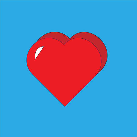 A red heart isolated on a blue background.Illustration.の写真素材