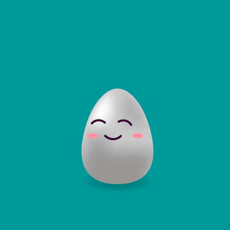 Smiling easter egg on green color. Illustration.の写真素材