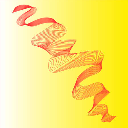 A thin geometry of red on a yellow background. A thin line.Vector.のイラスト素材