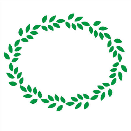Frame of green leaves on a white background. Vector illustration. Postcard.のイラスト素材