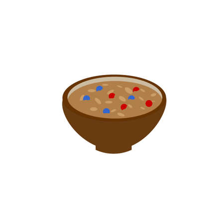 Oatmeal porridge with berries on a plate. Vector illustration.のイラスト素材