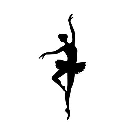Black silhouette of a ballerina on a white background.Vector illustration.のイラスト素材