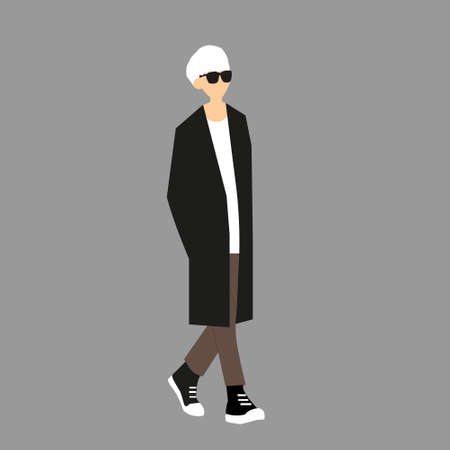 K-pop street fashion vector illustration. Korean man's street idols. K-pop male idols fashion.のイラスト素材