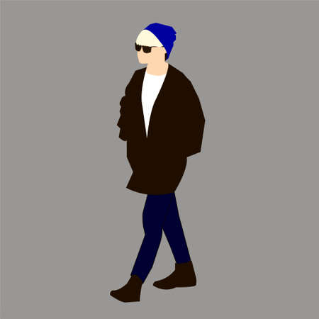 Vector illustration of Kpop street fashion. Street idols of Koreans. Kpop male idol fashion.のイラスト素材