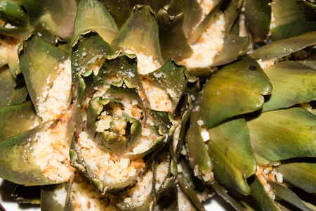 Artichokes topped with breadcrumbs and steamedの写真素材