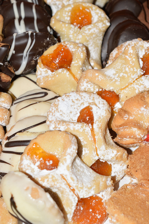 assortment of delicious Sicilian biscuits with chocolate, vanilla and moreの写真素材