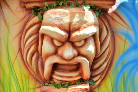 Acireale (CT), Italy - April 29, 2018: detail of a allegorical float depicting various fantasy characters during the carnival parade along the streets of Acireale.のeditorial素材