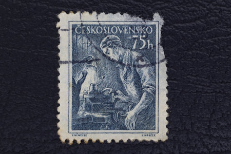 Valverde (CT), Italy - January 15, 2023: An old postage stamp from Czechoslovakiaのeditorial素材