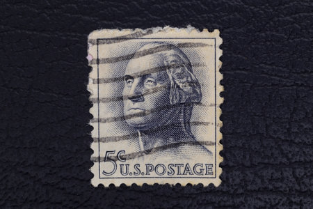 Valverde (CT), Italy - January 15, 2023: an old postage stamp from USA showing a drawing of George Washingtonのeditorial素材