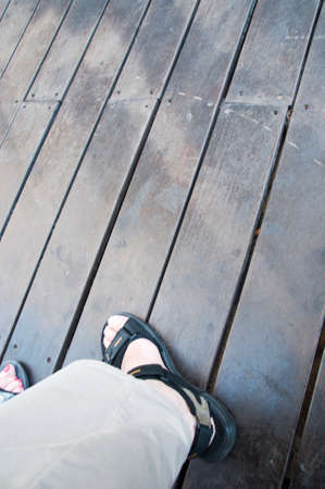 Background, texture. Wooden floor from old gray planks