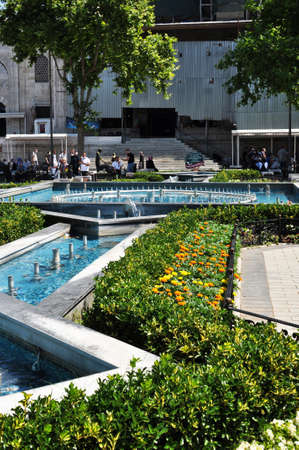 Beautiful city fountain. Fountain in the park. ... 09 July 2021, Istanbul, Turkey.のeditorial素材
