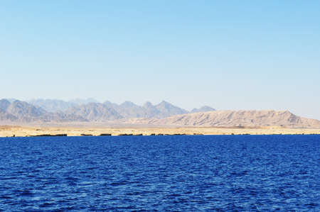 Panoramic views of the Red Sea and the coast. Mountains on the horizon.の写真素材