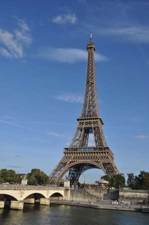 View of the Eiffel Tower and the Seine embankment. September 19, 2018, Paris, France.