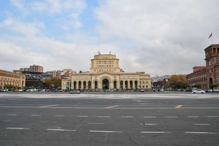 The building of the National Historical Museum of Armenia on the Republic Square. 09 November 2021, Yerevan, Armenia.のeditorial素材