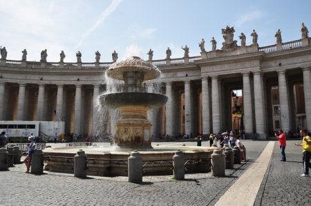 Bernini's fountain in St. Peter's Square in the Vatican. June 14, 2019. Vatican. Italy.のeditorial素材