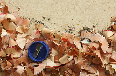 Shavings with sharpenerの写真素材
