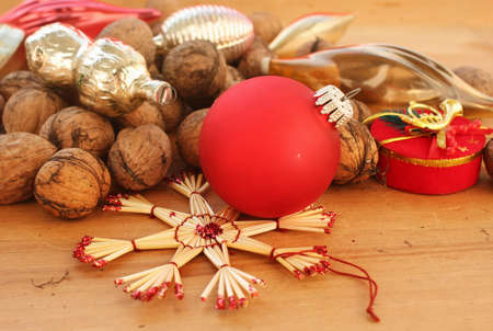 Background of Christmas decorationsの写真素材