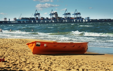 Orange lifeboatの写真素材