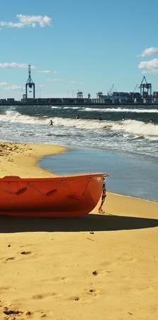 Orange lifeboatの写真素材