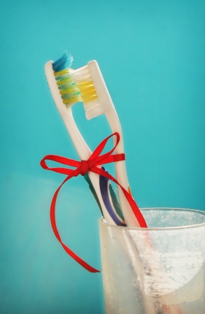 Love concept of toothbrushesの写真素材