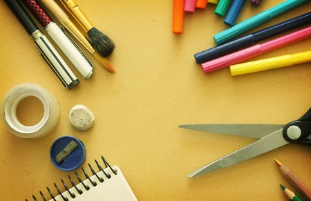 Background with office toolsの写真素材