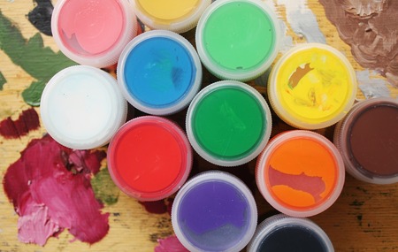 Painters brushes and paletteの写真素材