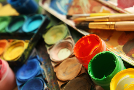 Set of color paintsの写真素材