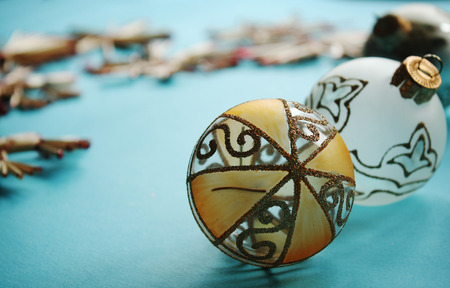 Blue Christmas background with toysの写真素材