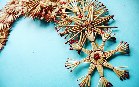 Blue Christmas background with toysの写真素材