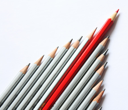 Pencils concept with red pencil