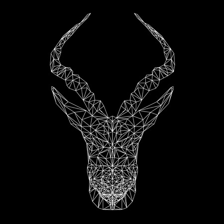 gazelle thin line style. Springbok low poly design illustration.のイラスト素材